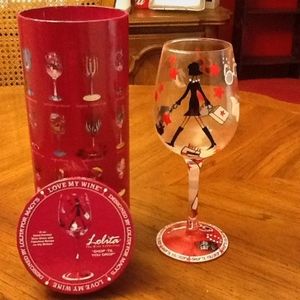 NIB Retired Lolita Wine Glass Shop Til You Drop